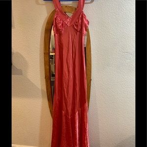 Beautiful full length pink satin evening gown